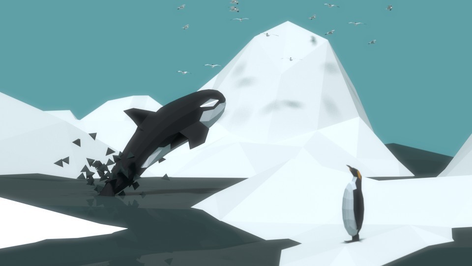 Low-poly Iceberg, whale and penguins preview image 1
